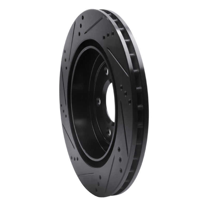 Cadillac CTS Brake Rotor (1) - Rear Right - R1 Concepts - Drilled & Slotted - Black - `05-`11